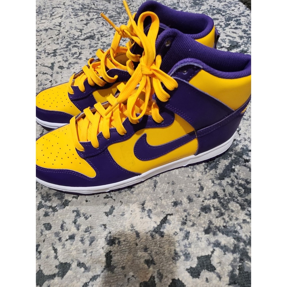 Nike Dunk High Championship Gold Lakers Purple Yellow DD1399-700 Mens Sneakers